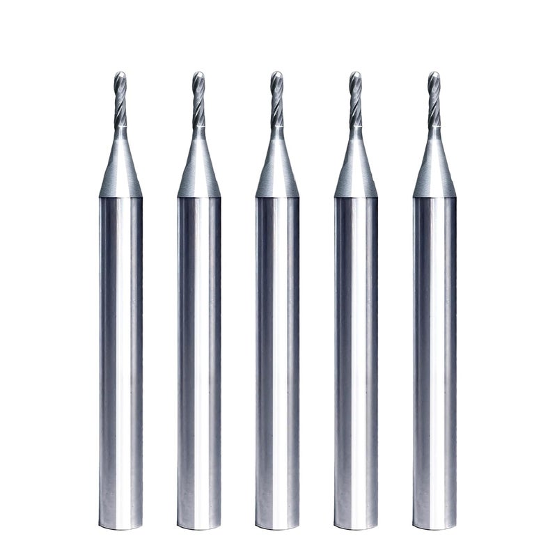 WEXWE Tools Ball Nose Carbide End Mill, DLC Black Coating, CNC Cutting Tools for Steel Cutting, More Wear Resistant, Suit for 3D Carving & Engraving. 2 Flute Router Bits，1/8 Shank (1/16-1.5" 5pcs - Image 1
